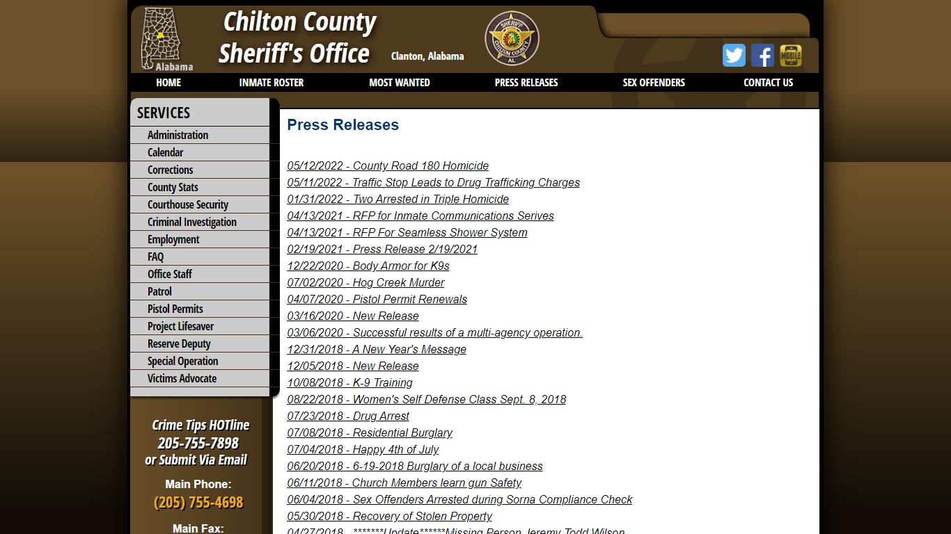 Press Releases - Chilton County Sheriff's Office